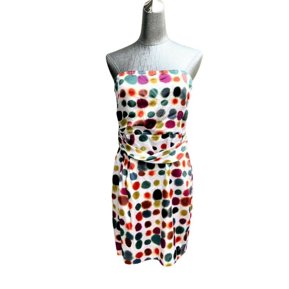 Theory Silk Polka Dot Strapless Mini Dress 8